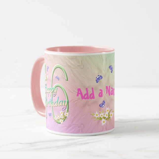 16th Birthday Butterfly Garden Mug (Front Left)