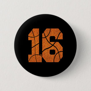 16th Birthday Bysketbyll Boys Kids 2 Inch Round Button