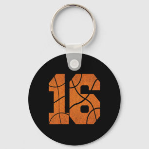 16th Birthday Bysketbyll Boys Kids Keychain
