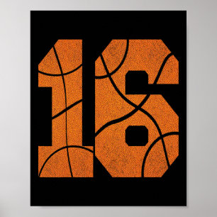 16th Birthday Bysketbyll Boys Kids  Poster