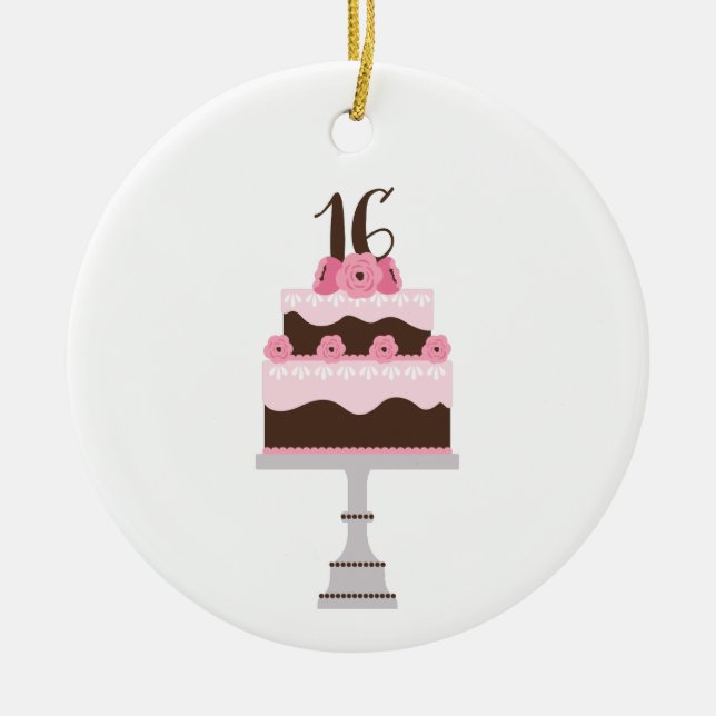 16th Birthday Cake Ceramic Ornament (Front)