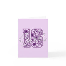16th Birthday Card Sweet 16 - Purple Floral Number