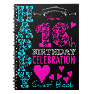 16th Birthday Celebration Personalized Guest Book