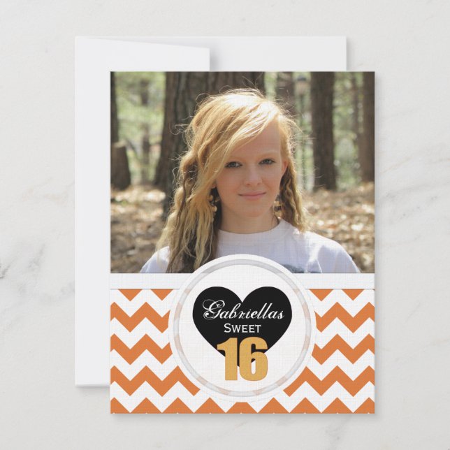 16th Birthday Chevron Print: O &W Party Invitation (Front)