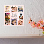 16th birthday custom photo collage rose gold name faux canvas print<br><div class="desc">A unique 16th birthday gift or keepsake, celebrating her life with a collage of 8 of your photos. Add images of her family, friends, pets, hobbies or dream travel destination. Personalize and add a name, age 16 and a date. Grey and dark rose gold coloured letters. A chic black background....</div>