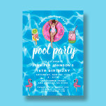 16th Birthday Cute Pink Summer Pool Party  Invitation<br><div class="desc">Personalized 16th Birthday Cute Pink Summer Pool Party Invitation. Customize it with your personal details and the celebrated birthday number.</div>