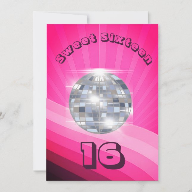 16th Birthday Disco Dance Music Pink Invitation (Front)