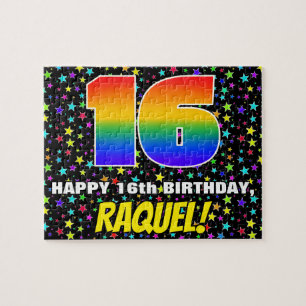 16th Birthday — Fun, Colorful Star Field Pattern Jigsaw Puzzle