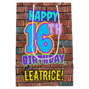 16th Birthday: Fun, Urban Graffiti Inspired Look Medium Gift Bag