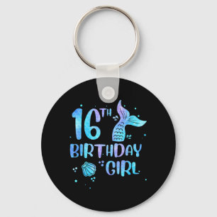 16th Birthday Girl Mermaid 16th Toddlers Back to Keychain