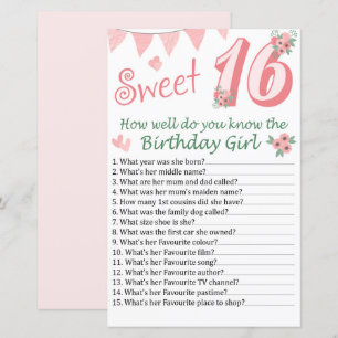 16th birthday How well do you know the birthday
