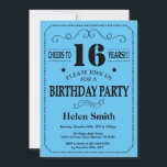 16th Birthday Invitation Black and Blue<br><div class="desc">16th Birthday Invitation Black and Blue Typography. Black and Blue Background. Kids Birthday. Male Men or Women Birthday. Kids Boy or Girl Lady Teen Teenage Bday Invite. 13th 15th 16th 18th 20th 21st 30th 40th 50th 60th 70th 80th 90th 100th. Any Age. For further customization, please click the "Customize it"...</div>