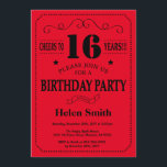16th Birthday Invitation Black and Red<br><div class="desc">16th Birthday Invitation Black and Red Typography. Black and Red Background. Kids Birthday. Male Men or Women Birthday. Kids Boy or Girl Lady Teen Teenage Bday Invite. 13th 15th 16th 18th 20th 21st 30th 40th 50th 60th 70th 80th 90th 100th. Any Age. For further customization, please click the "Customize it"...</div>