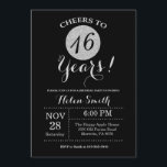 16th Birthday Invitation Black and Silver Glitter<br><div class="desc">16th Birthday Invitation Black and Silver Glitter Card. For further customization,  please click the "Customize it" button and use our design tool to modify this template.</div>