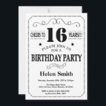 16th Birthday Invitation Black and White<br><div class="desc">16th Birthday Invitation Black and White Typography. Black and White Background. Kids Birthday. Male Men or Women Birthday. Kids Boy or Girl Lady Teen Teenage Bday Invite. 13th 15th 16th 18th 20th 21st 30th 40th 50th 60th 70th 80th 90th 100th. Any Age. For further customization, please click the "Customize it"...</div>