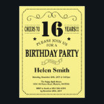 16th Birthday Invitation Black and Yellow<br><div class="desc">16th Birthday Invitation Black and Yellow Typography. Black and Yellow Background. Kids Birthday. Male Men or Women Birthday. Kids Boy or Girl Lady Teen Teenage Bday Invite. 13th 15th 16th 18th 20th 21st 30th 40th 50th 60th 70th 80th 90th 100th. Any Age. For further customization, please click the "Customize it"...</div>