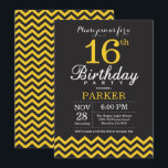 16th Birthday Invitation Black and Yellow Chevron<br><div class="desc">16th Birthday Invitation with Black and Yellow Chevron. Chalkboard. Kids Birthday. Boy or Girl Bday Invite. For further customization,  please click the "Customize it" button and use our design tool to modify this template.</div>