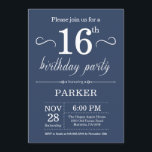 16th Birthday Invitation Blue<br><div class="desc">16th Birthday Invitation with Blue Background. Kids Birthday. Boy or Girl Bday Invite. 13th 15th 16th 18th 20th 21st 30th 40th 50th 60th 70th 80th 90th 100th,  Any age. For further customization,  please click the "Customize it" button and use our design tool to modify this template.</div>