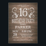 16th Birthday Invitation Rustic Wood Floral<br><div class="desc">16th Birthday Invitation Rustic Wood Floral Background. 13th 15th 16th 18th 20th 21st 30th 40th 50th 60th 70th 80th 90th 100th,  Any age. Adult Birthday. Woman or Man Male Birthday Party. For further customization,  please click the "Customize it" button and use our design tool to modify this template.</div>