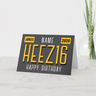 16th Birthday License Plate for Son Birthday Card