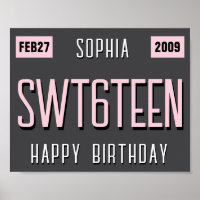 16th Birthday License Plate Poster, New Driver
