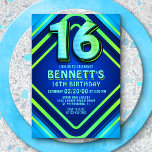 16th Birthday Neon Invitation<br><div class="desc">The perfect birthday design for a big day that's gonna be loud, exciting, and memorable! Featuring bold neon typography with arcade-like styling, this design crams loads of fun into a single package. The green, aqua and blue details add a masculine edge to a bold and bright design. Perfect for that...</div>