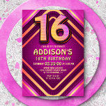 16th Birthday Neon Invitation<br><div class="desc">The perfect birthday design for a big day that's gonna be loud, exciting, and memorable! Featuring bold neon typography with arcade-like styling, this design crams loads of fun into a single package. The pink, purple, magenta, and yellow neon details add a feminine flair to a bold and bright design. Perfect...</div>