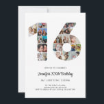 16th Birthday Number 16 Custom Photo Collage Invitation<br><div class="desc">Mark sixteen years of wonderful memories and adventures with this captivating 16th Birthday Number Photo Collage. This customizable template is the perfect blend of creativity and sentiment, allowing you to create a truly memorable gift for your loved one's special day. Capture the essence of incredible years in a single masterpiece...</div>