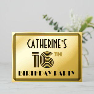 16th Birthday Party — Art Deco Style “16” & Name