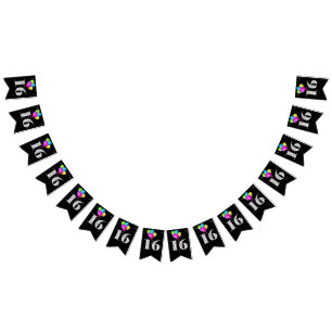 16th birthday party balloons bunting flags
