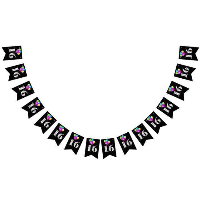 16th birthday party balloons bunting flags (All)