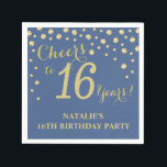 16th Birthday Party Blue and Gold Diamond Napkins<br><div class="desc">16th Birthday Party Invitation with Blue and Gold Glitter Diamond Background. Gold Confetti. Kids Birthday. Boy or Girl Birthday. For further customization,  please click the "Customize it" button and use our design tool to modify this template.</div>
