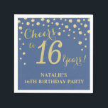 16th Birthday Party Blue and Gold Diamond Napkins<br><div class="desc">16th Birthday Party Invitation with Blue and Gold Glitter Diamond Background. Gold Confetti. Kids Birthday. Boy or Girl Birthday. For further customization,  please click the "Customize it" button and use our design tool to modify this template.</div>