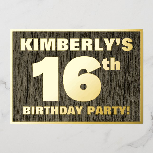 16th Birthday Party: Bold, Faux Wood Grain Pattern (Front)