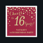 16th Birthday Party Burgundy Red and Gold Diamond Napkin<br><div class="desc">16th Birthday Party Invitation with Burgundy Red and Gold Glitter Diamond Background. Gold Confetti. Kids Birthday. Boy or Girl Birthday. For further customization,  please click the "Customize it" button and use our design tool to modify this template.</div>