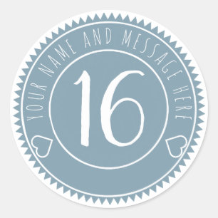 16th Birthday Party Cool Blue Pastel Classic Classic Round Sticker
