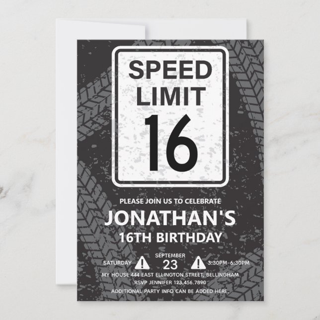 16th Birthday Party for Boy Invitation (Front)
