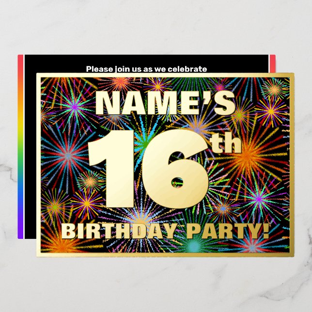 16th Birthday Party — Fun, Colourful Fireworks Loo (Front/Back)