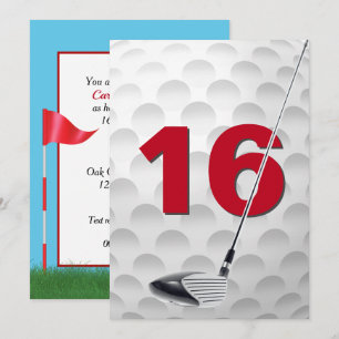 16th Birthday Party Golf Theme Invitation