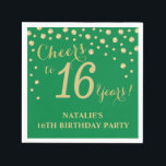 16th Birthday Party Green and Gold Diamond Napkins<br><div class="desc">16th Birthday Party Invitation with Green and Gold Glitter Diamond Background. Gold Confetti. Kids Birthday. Boy or Girl Birthday. For further customization,  please click the "Customize it" button and use our design tool to modify this template.</div>