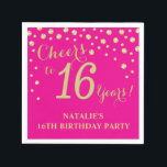 16th Birthday Party Hot Pink and Gold Diamond Napkin<br><div class="desc">16th Birthday Party Invitation with Hot Pink and Gold Glitter Diamond Background. Gold Confetti. Kids Birthday. Boy or Girl Birthday. For further customization,  please click the "Customize it" button and use our design tool to modify this template.</div>