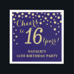 16th Birthday Party Navu Blue and Gold Diamond Napkin<br><div class="desc">16th Birthday Party Invitation with Navy Blue and Gold Glitter Diamond Background. Gold Confetti. Kids Birthday. Boy or Girl Birthday. For further customization,  please click the "Customize it" button and use our design tool to modify this template.</div>