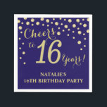 16th Birthday Party Navu Blue and Gold Diamond Napkin<br><div class="desc">16th Birthday Party Invitation with Navy Blue and Gold Glitter Diamond Background. Gold Confetti. Kids Birthday. Boy or Girl Birthday. For further customization,  please click the "Customize it" button and use our design tool to modify this template.</div>
