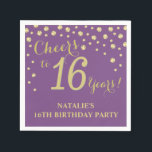 16th Birthday Party Purple and Gold Diamond Napkin<br><div class="desc">16th Birthday Party Invitation with Purple and Gold Glitter Diamond Background. Gold Confetti. Kids Birthday. Boy or Girl Birthday. For further customization,  please click the "Customize it" button and use our design tool to modify this template.</div>
