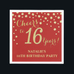 16th Birthday Party Red and Gold Diamond Napkins<br><div class="desc">16th Birthday Party Invitation with Red and Gold Glitter Diamond Background. Gold Confetti. Kids Birthday. Boy or Girl Birthday. For further customization,  please click the "Customize it" button and use our design tool to modify this template.</div>