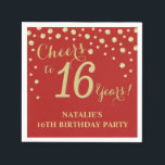 16th Birthday Party Red and Gold Diamond Napkins<br><div class="desc">16th Birthday Party Invitation with Red and Gold Glitter Diamond Background. Gold Confetti. Kids Birthday. Boy or Girl Birthday. For further customization,  please click the "Customize it" button and use our design tool to modify this template.</div>