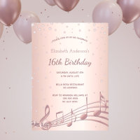 16th birthday party rose gold diamonds music