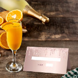 16th birthday party rose gold glitter pink sparkle place card<br><div class="desc">For a girly, glamourous Sweet 16, 16th birthday party. Personalize and add her name, age 16 and a date. Date of birth or the date of the birthday party. A girly rose gold, faux metal foil looking background. Decorated with rose gold, blush pink faux glitter drips, paint dripping look. Dark...</div>