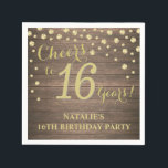 16th Birthday Party Rustic Wood and Gold Diamond Napkin<br><div class="desc">16th Birthday Party Invitation with Rustic Wood and Gold Glitter Diamond Background. Gold Confetti. Kids Birthday. Boy or Girl Birthday. For further customization,  please click the "Customize it" button and use our design tool to modify this template.</div>