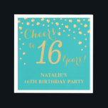 16th Birthday Party Teal and Gold Diamond Napkins<br><div class="desc">16th Birthday Party Invitation with Teal and Gold Glitter Diamond Background. Gold Confetti. Kids Birthday. Boy or Girl Birthday. For further customization,  please click the "Customize it" button and use our design tool to modify this template.</div>